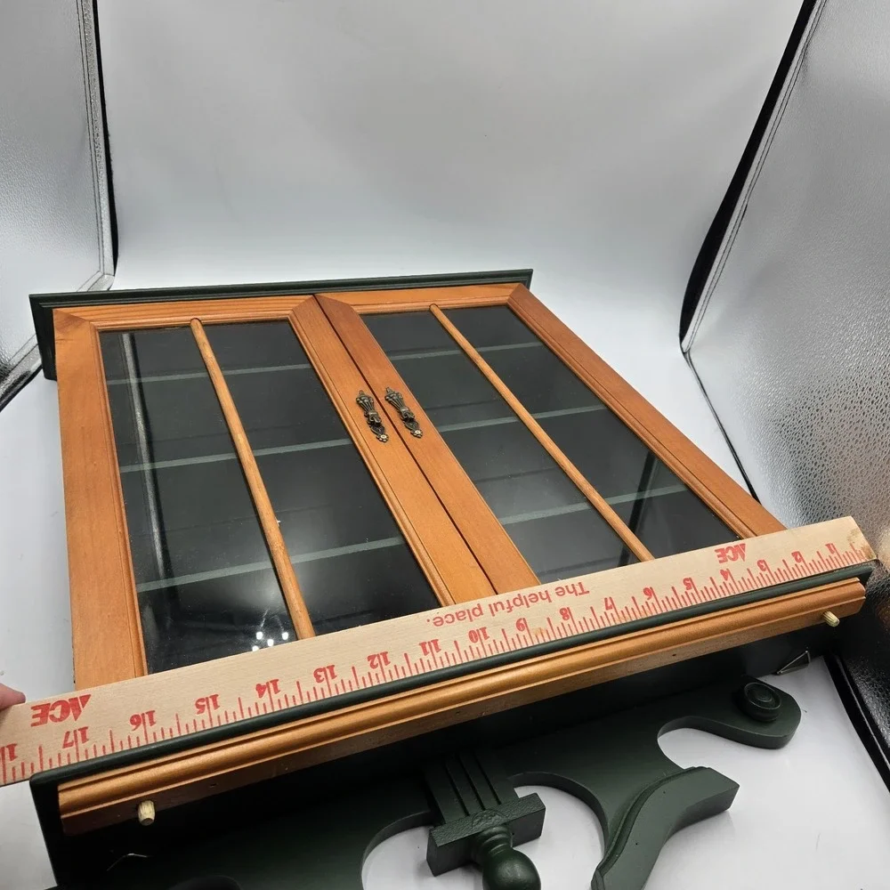 Vtg Hanging Wall Cabinet Shelf Glass Doors Mirror Back 4 Shelves Cottagecore